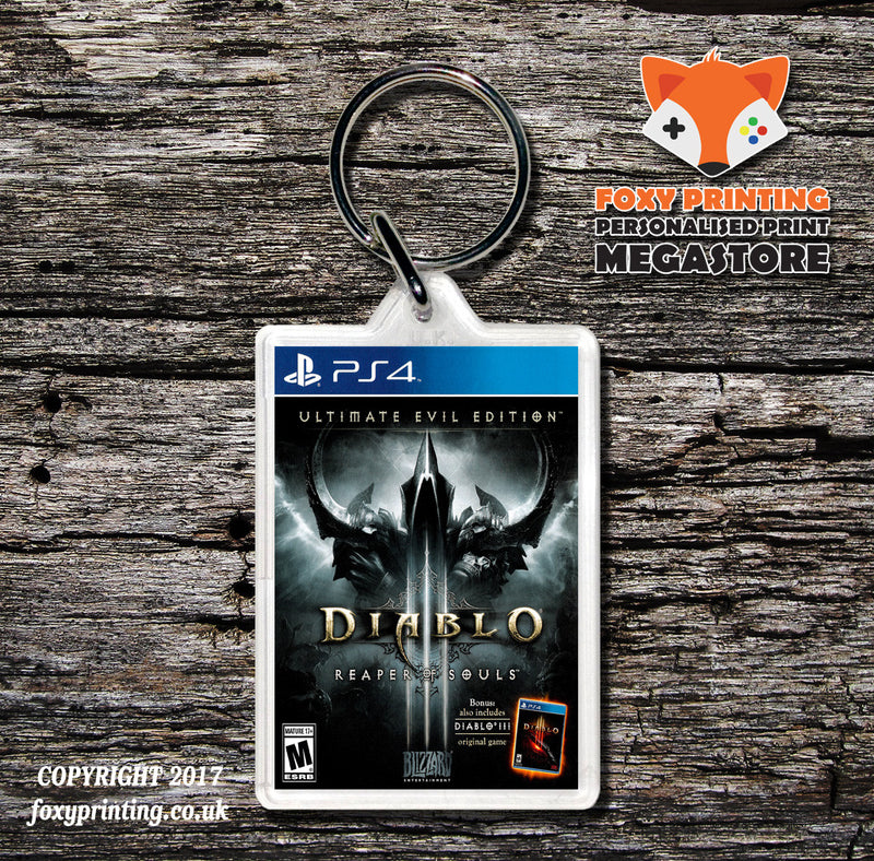 Diablo 3 PS4 Game Inspired Retro Gaming Keyring