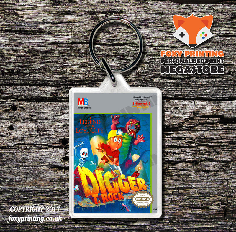 Digdug2 Retro NES Game Cover Art Gaming Keyring