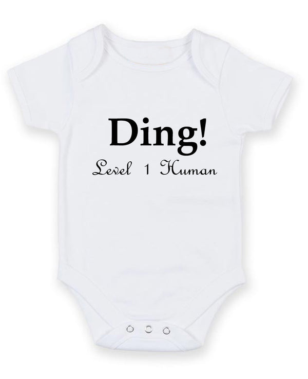 Ding Level 1 Human Personalised Baby Boy Girl Unisex Short Sleeve Bodysuit