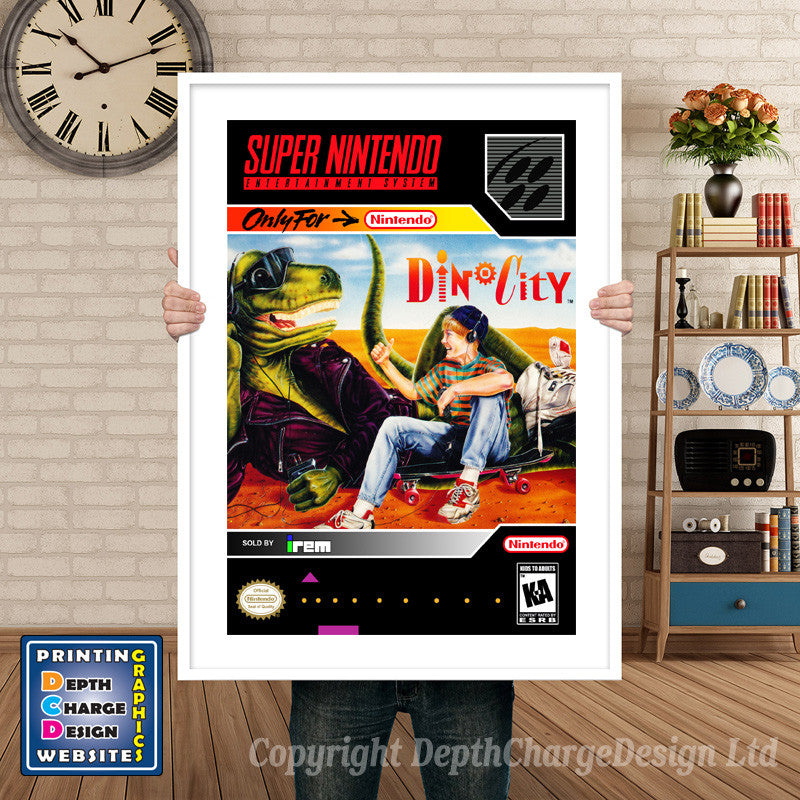 Dinocity Super Nintendo GAME INSPIRED THEME Retro Gaming Poster A4 A3 A2 Or A1