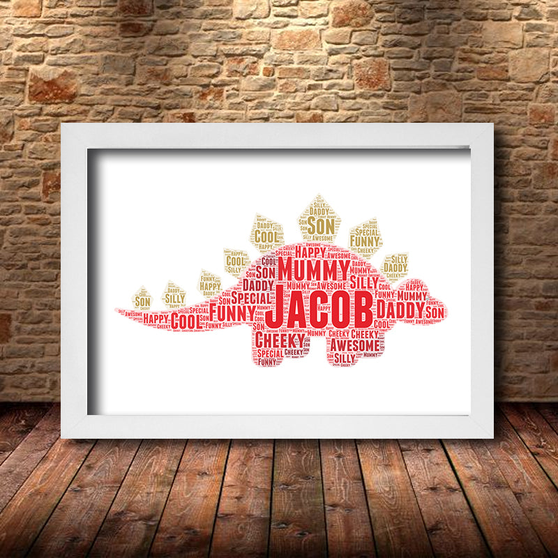 Personalised Dino 1 Word Art Poster Print