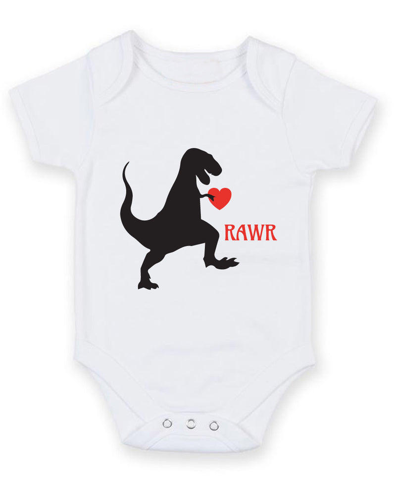 Dinosaur Love Heart Rawr Baby Grow Bodysuit