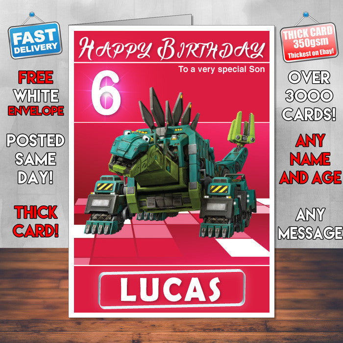 Dinotrux 10 Style Theme Personalised Kidshows Birthday Card (SA)