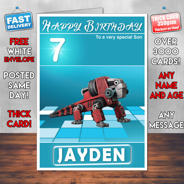 Dinotrux 3 Style Theme Personalised Kidshows Birthday Card (SA)