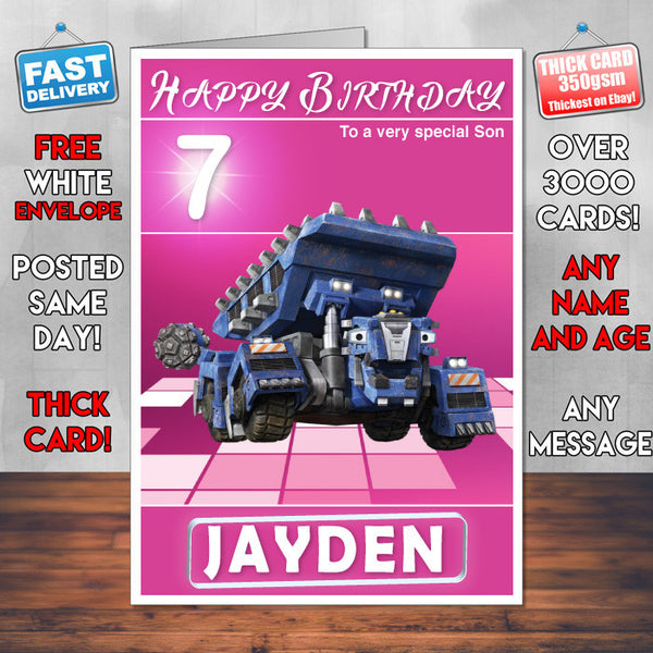 Dinotrux 4 Style Theme Personalised Kidshows Birthday Card (SA)