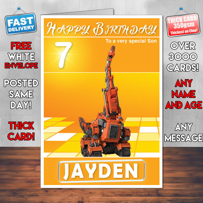 Dinotrux 5 Style Theme Personalised Kidshows Birthday Card (SA)