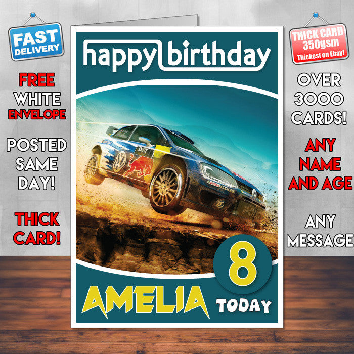 Personalised Dirt Rally Keyart Inspired Style Game Kids Inspired Birthday Card (SA)