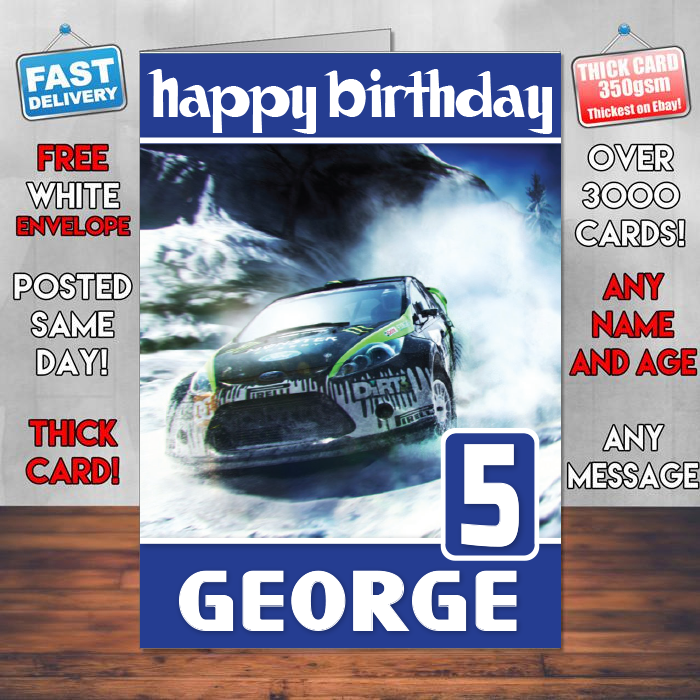 Personalised Dirt 3 Inspired Style Game Kids Inspired Birthday Card (SA)