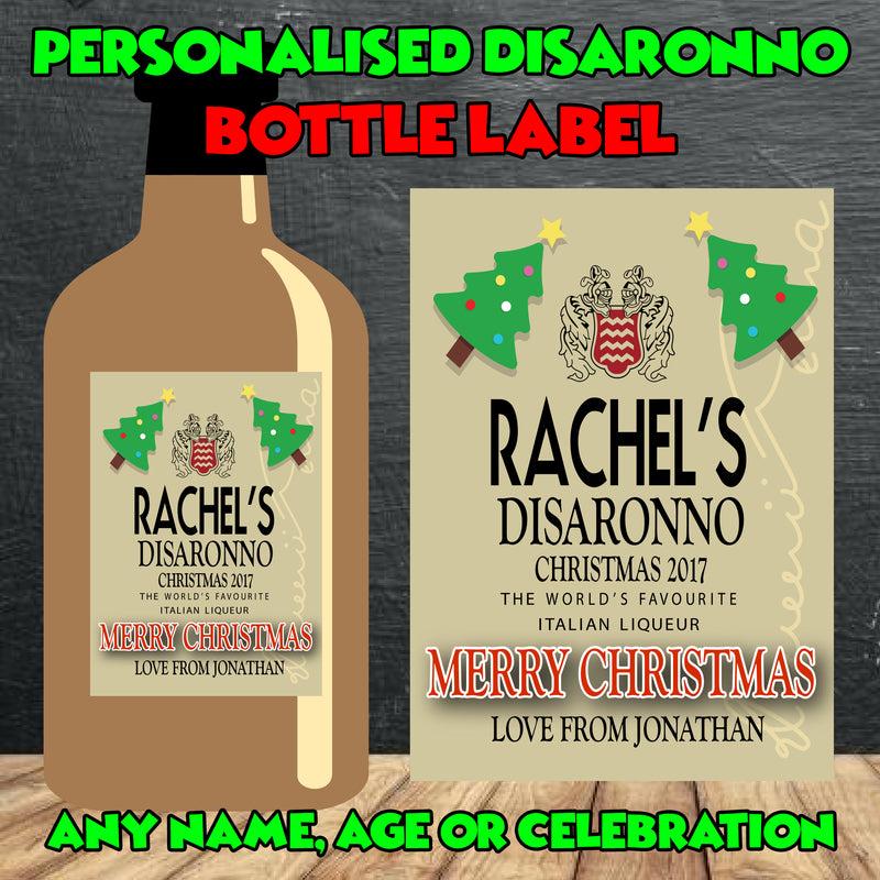 PERSONALISED Disaronno Bottle Label - custom name bottle lables