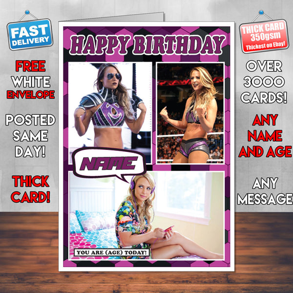 Diva Emma KE Inspired Style Personalised Wrestling WWE Birthday Card