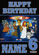 THEME INSPIRED Kids Adult Personalised Birthday Card Doctor Who Simpsons Birthday Card