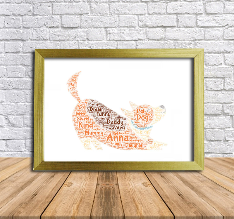 Personalised Dog 2 Word Art Poster Print