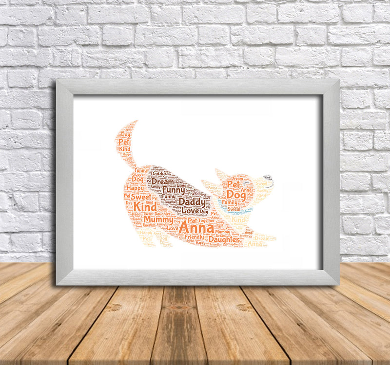 Personalised Dog 2 Word Art Poster Print