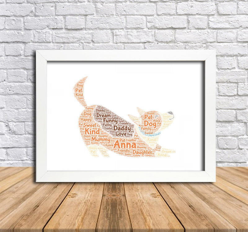 Personalised Dog 2 Word Art Poster Print