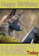 Dog And Owl Reading Funny Kids Adult Personalised Birthday Card Gift Present