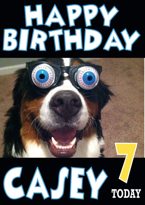 Dog Glasses Funny Kids Adult Personalised Birthday Card