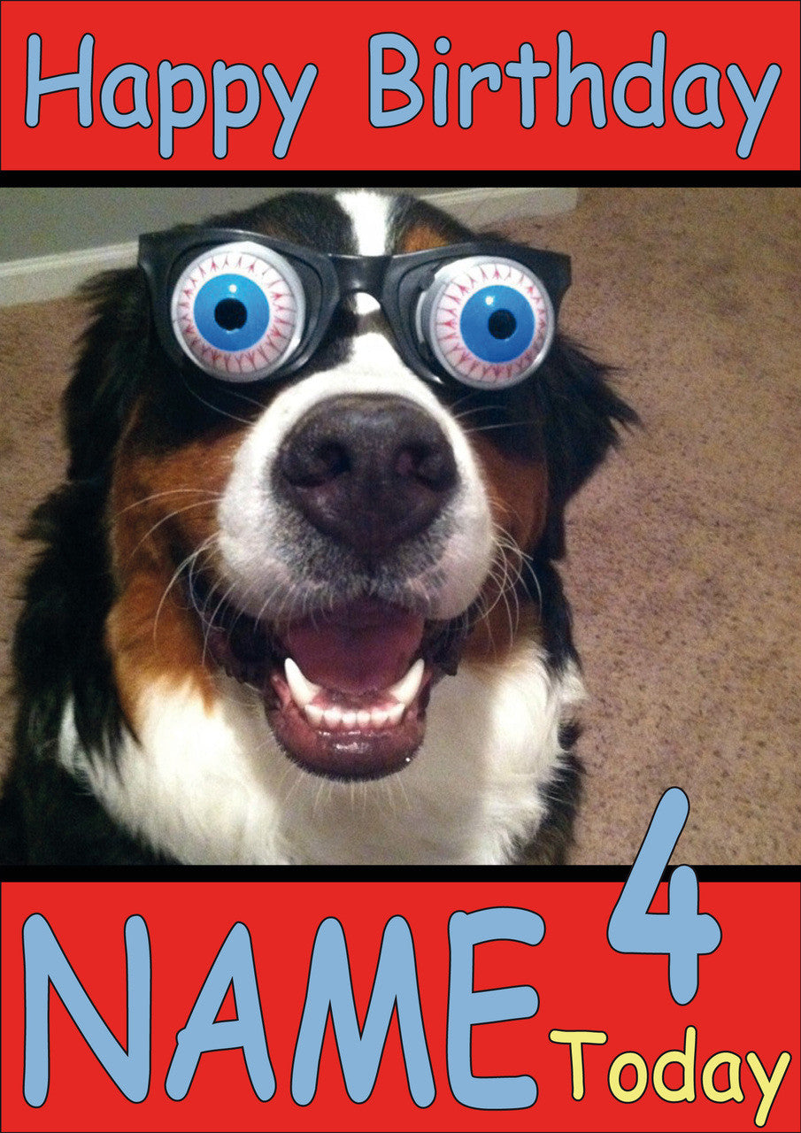 Dog In Funny Glasses Personalised Birthday Card – personalised card product image 1