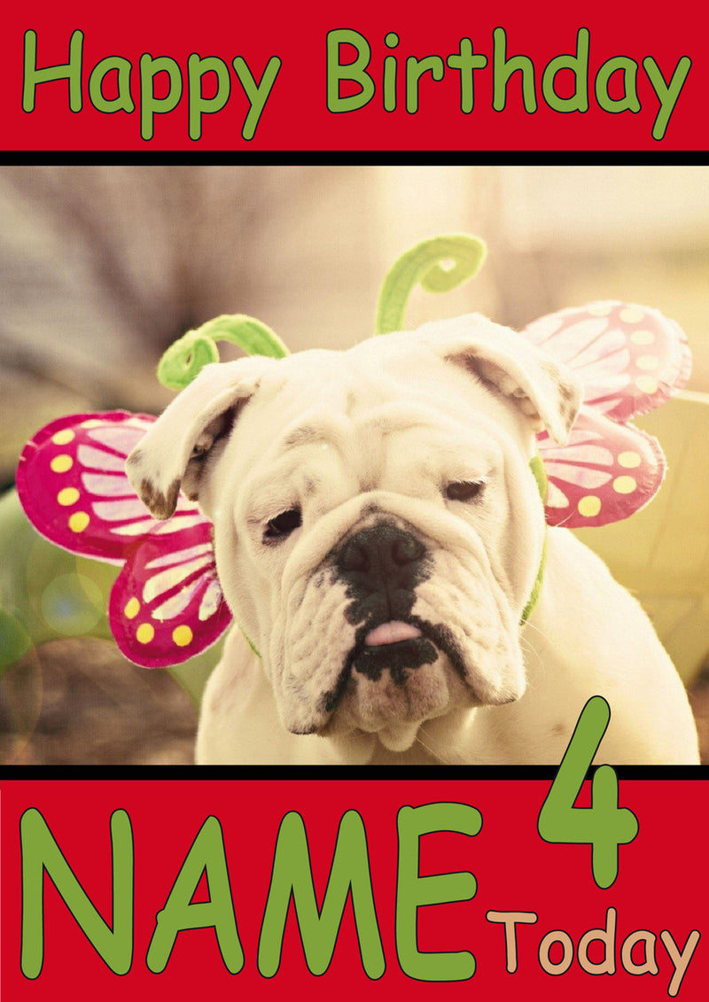 Dog With Fairy Wings Funny Kids Adult Personalised Birthday Card Gift Present