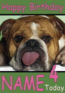 Dog With Tongue Out Funny Kids Adult Personalised Birthday Card Gift Present