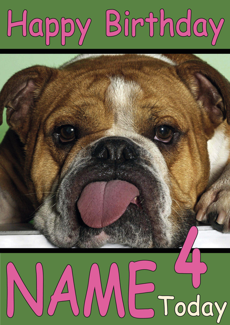 Dog With Tongue Out Funny Kids Adult Personalised Birthday Card Gift Present