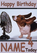 Dogs Ears Blowing In Fan Funny Kids Adult Personalised Birthday Card Gift Present