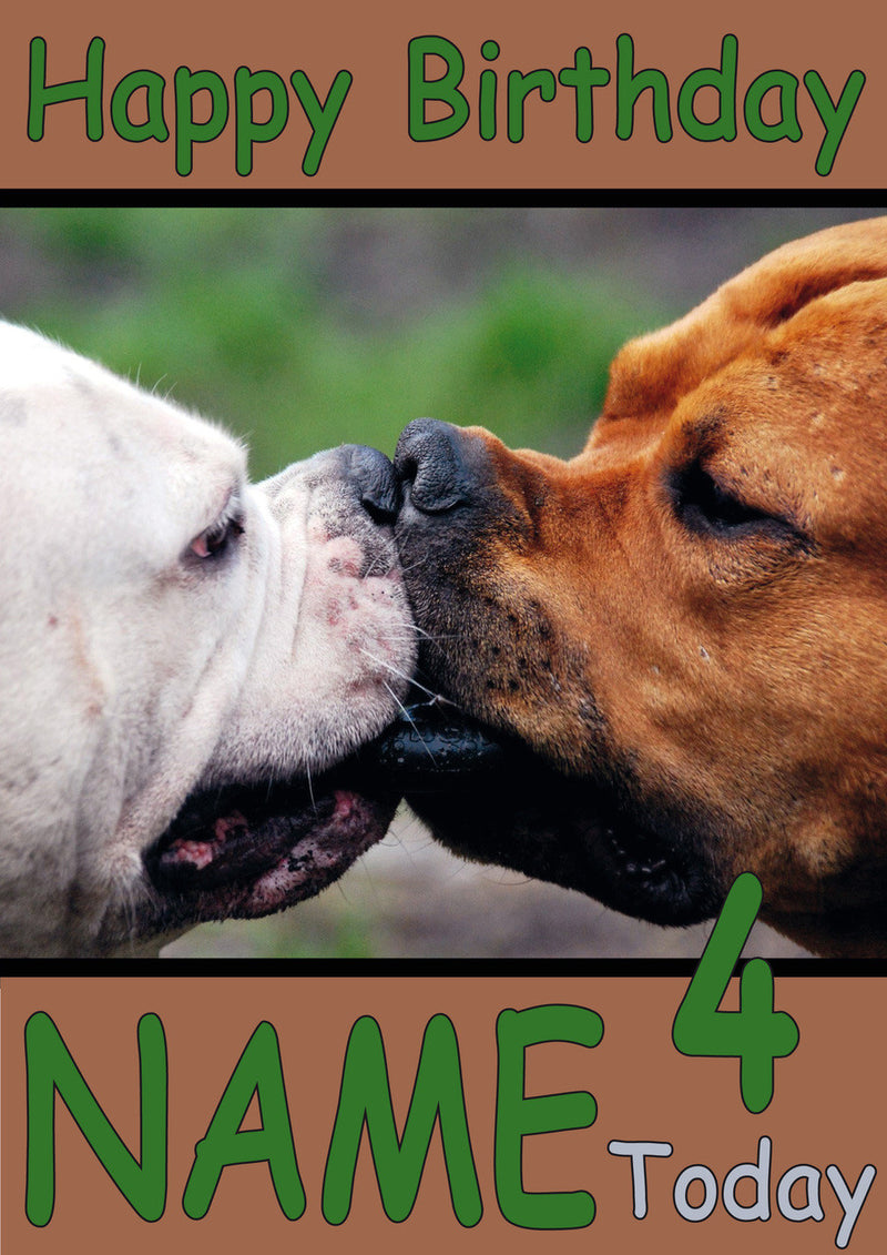 Dogs Kissing Funny Kids Adult Personalised Birthday Card Gift Present