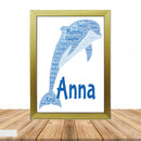 Personalised Dolphin 1 B Word Art Poster Print