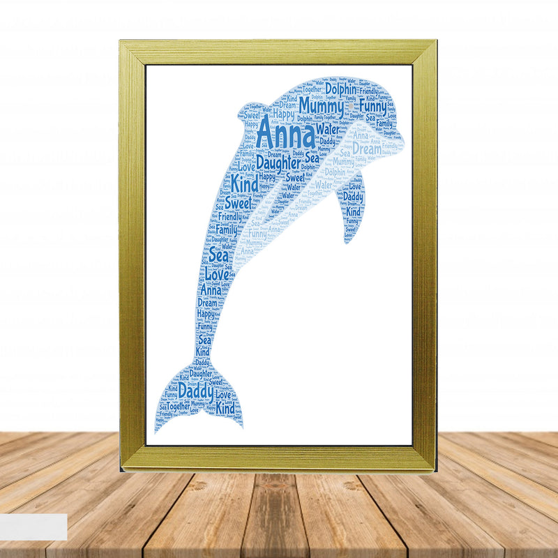 Personalised Dolphin 1 Word Art Poster Print