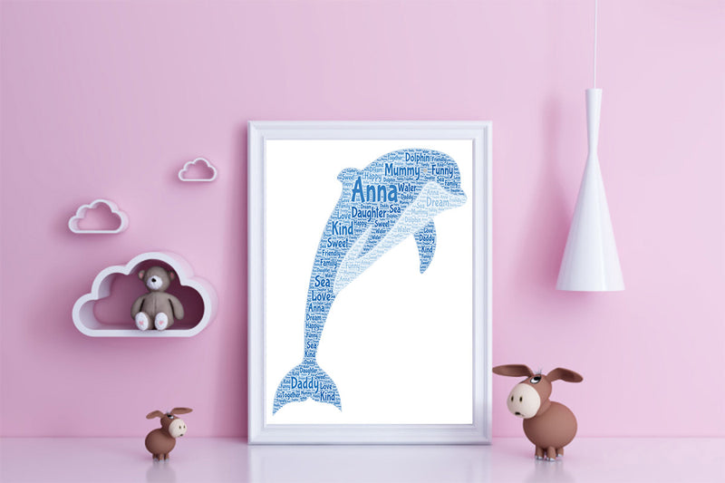 Personalised Dolphin 1 Word Art Poster Print