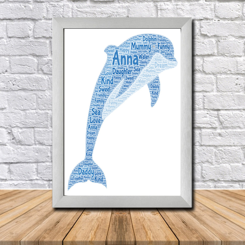 Personalised Dolphin 1 Word Art Poster Print