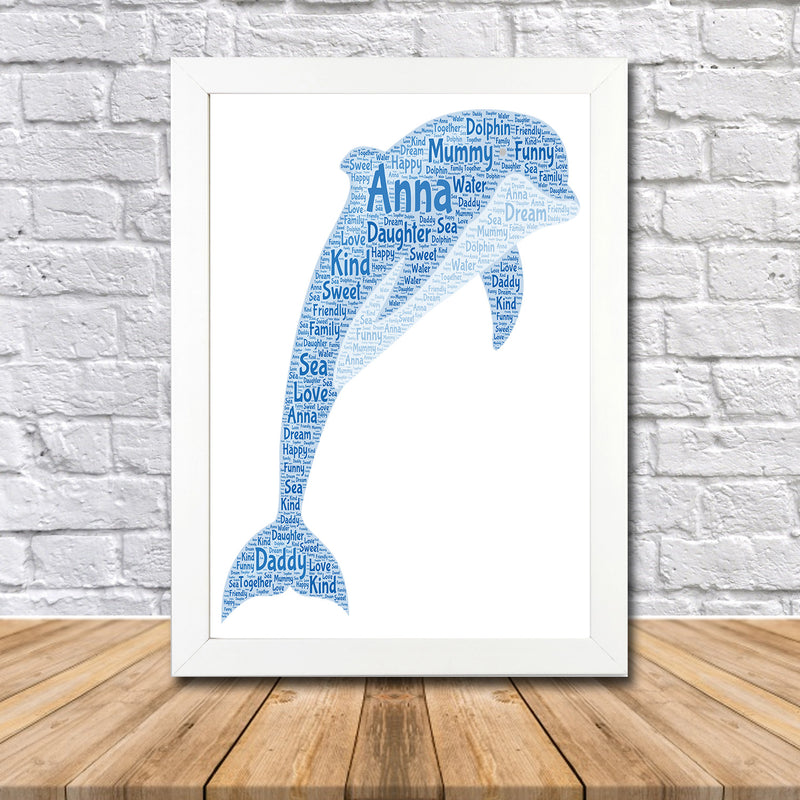 Personalised Dolphin 1 Word Art Poster Print