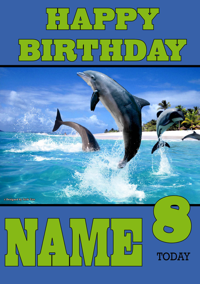 Personalised Dolphin Kids Adult FUNNY Birthday Card 2