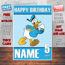 Donald Duck KE THEME INSPIRED Kids Adult Personalised Birthday Card