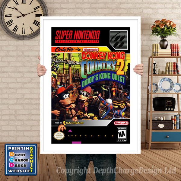 Donkey Kong Country 2 Super Nintendo Game Inspired Theme Retro Gaming Poster