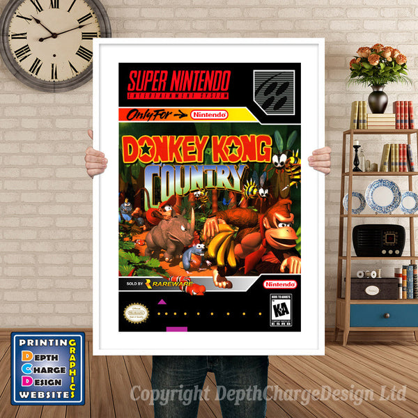 Donkey Kong Country Super Nintendo Game Inspired Theme Retro Gaming Poster