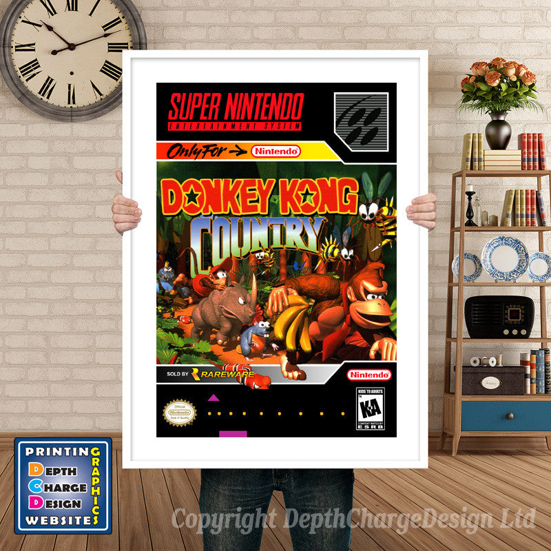 Donkey Kong Country Super Nintendo GAME INSPIRED THEME Retro Gaming Poster A4 A3 A2 Or A1