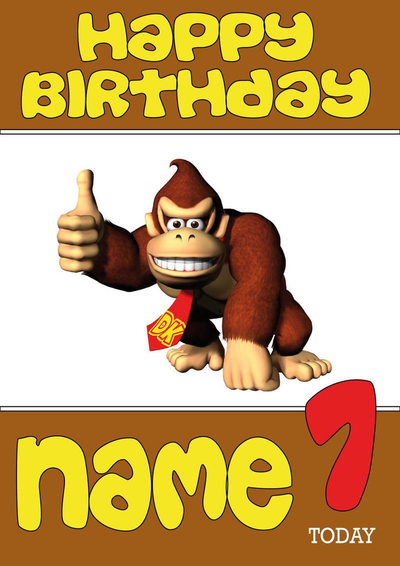 Retro Gaming Donkey Kong THEME INSPIRED Kids Adult Personalised Birthday Card
