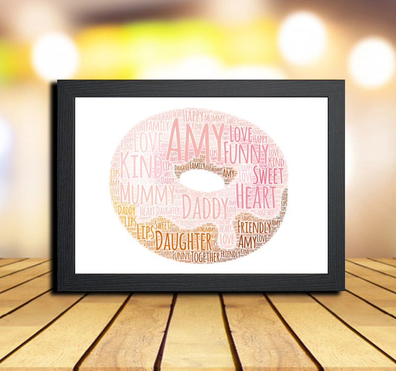 Personalised Donut 1 Word Art Poster Print