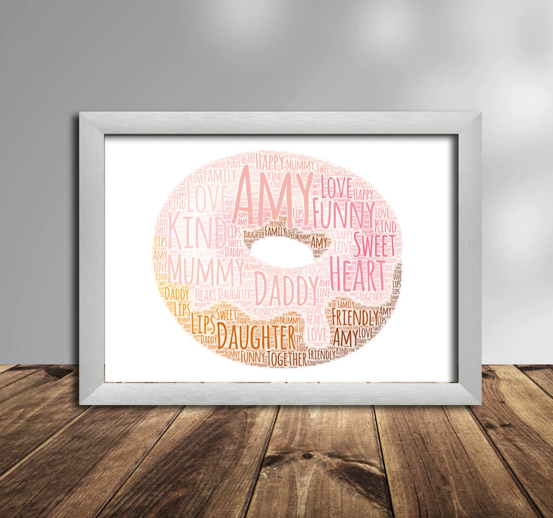 Personalised Donut 1 Word Art Poster Print