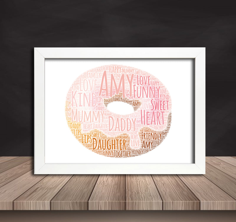 Personalised Donut 1 Word Art Poster Print