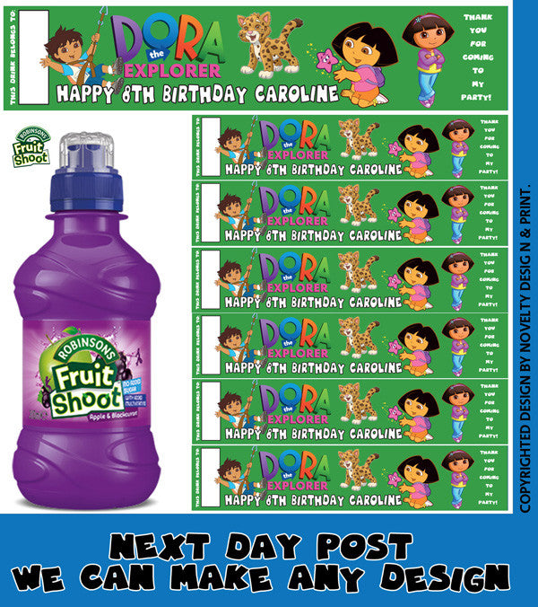 Doratheexplorer Label Green Inspired Theme Personalised Party Fruit Shoot Label Sticker