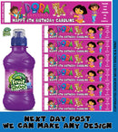 Doratheexplorer Label Pink Inspired Theme Personalised Party Fruit Shoot Label Sticker