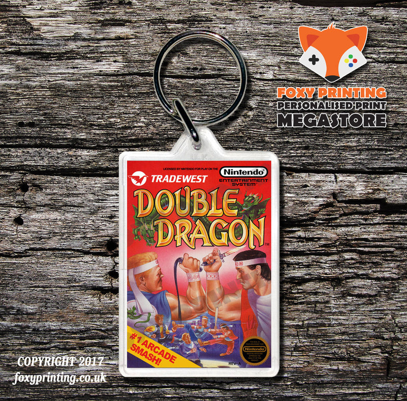 Double Dragon III Retro NES Game Cover Art Gaming Keyring