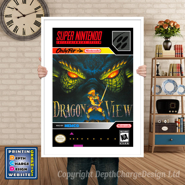 Dragon View Super Nintendo Game Inspired Theme Retro Gaming Poster