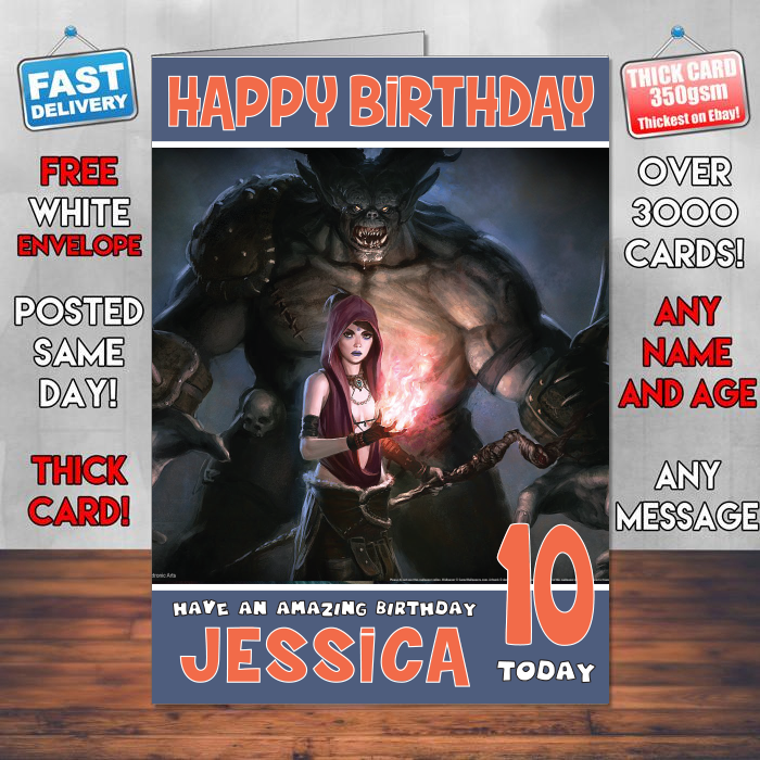 Personalised Dragon Age Origins Inspired Style Game Kids Inspired Birthday Card (SA)