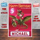 Dragons 5 Style Theme Personalised Kidshows Birthday Card (SA)