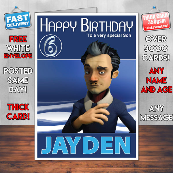 Dream Defenders 4 Style Theme Personalised Kidshows Birthday Card (SA)