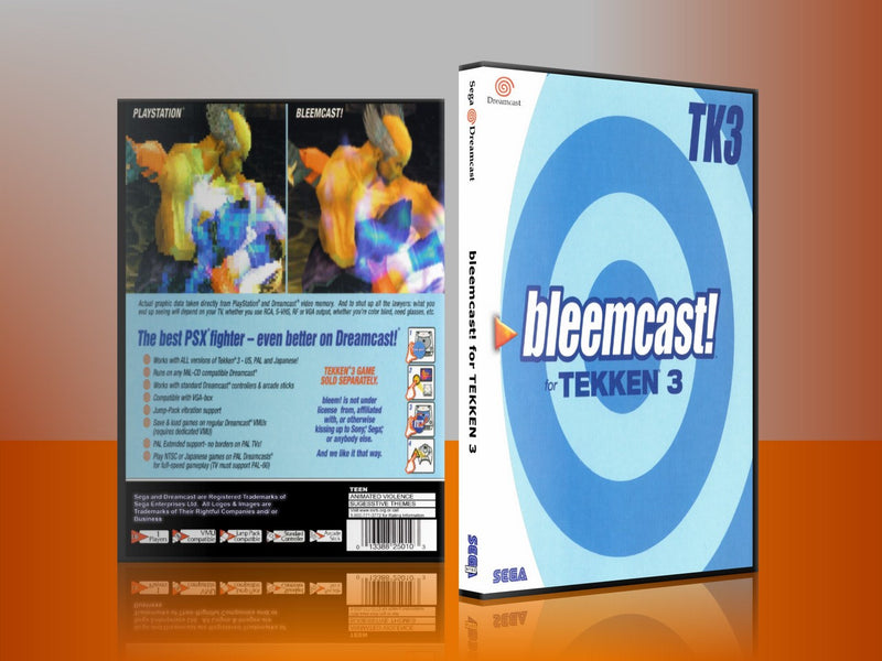 Sega Dreamcast Dc REPLACEMENT GAME CASE for Bleemcast tekken3dvd