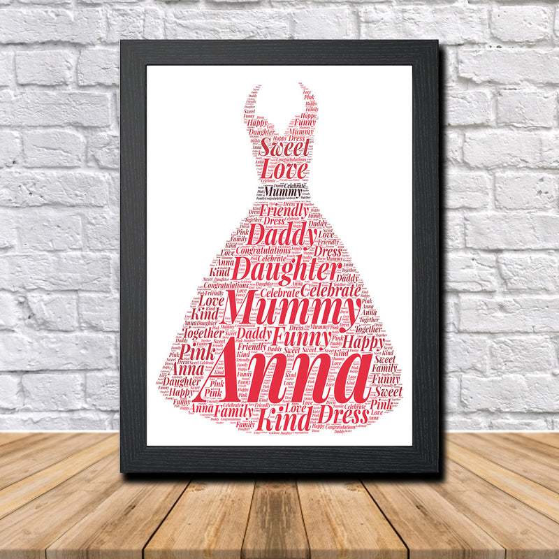 Personalised Dress 1 B Word Art Poster Print