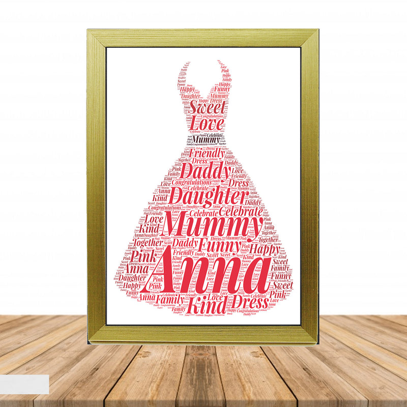 Personalised Dress 1 B Word Art Poster Print